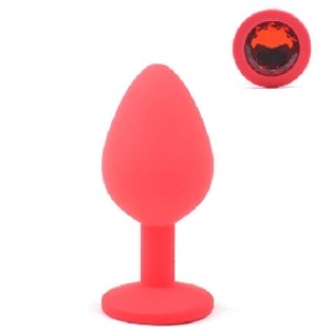 Anal Plug with Red Diamond Medium Size Silicone